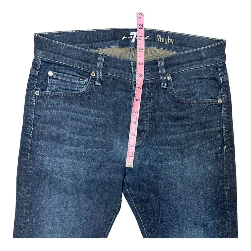 7 For All Mankind Men's Button Fly Rhigby Dark Wash Blue Jeans Size 31 - Picture 5 of 8